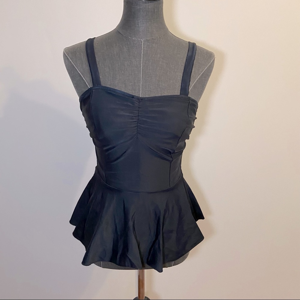 Jessica Rey Black Peplum Bathing Suit Top Tankini